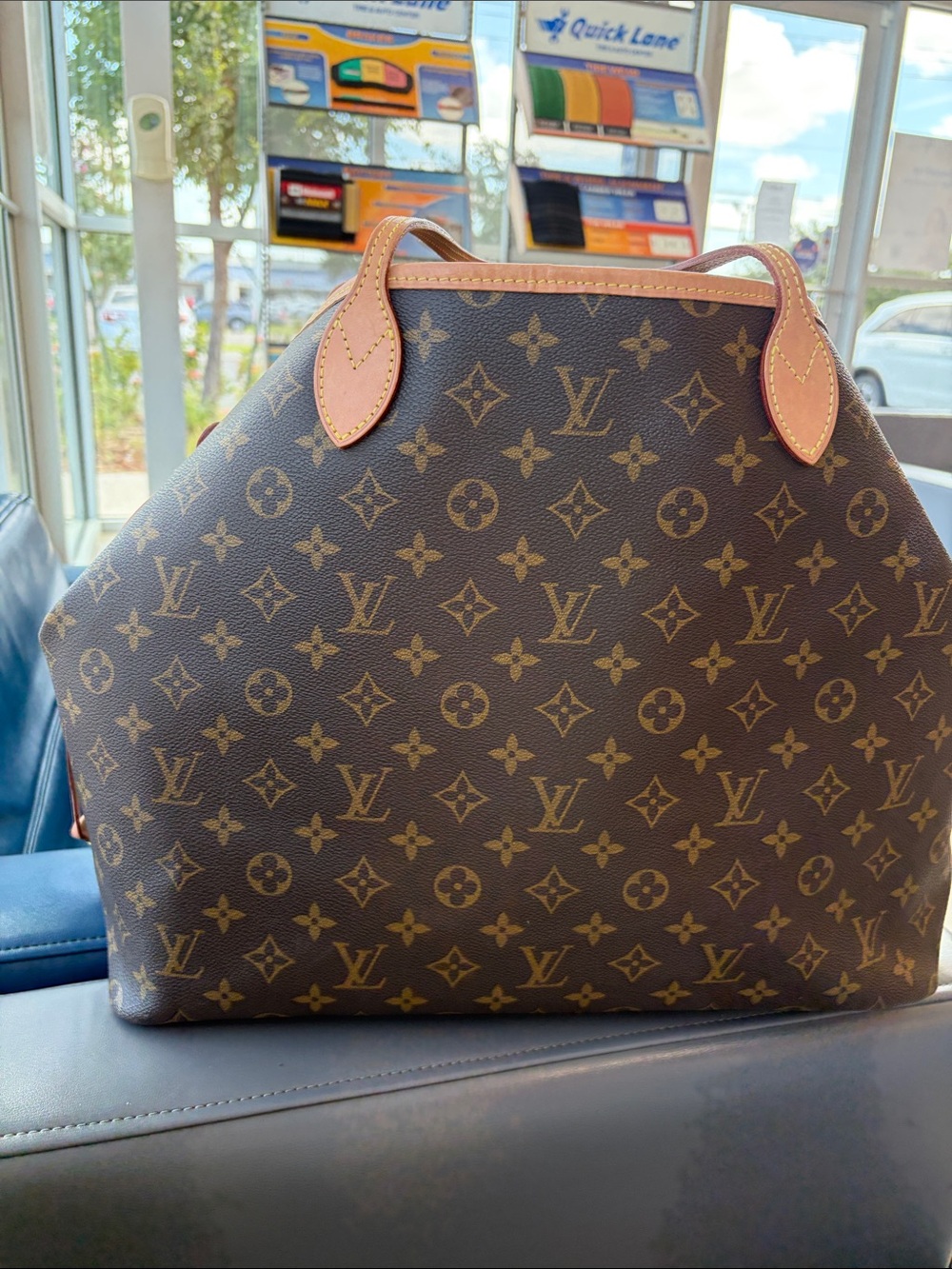Louis Vuitton Brown Monogram Canvas Tote with Natural Leather Trim